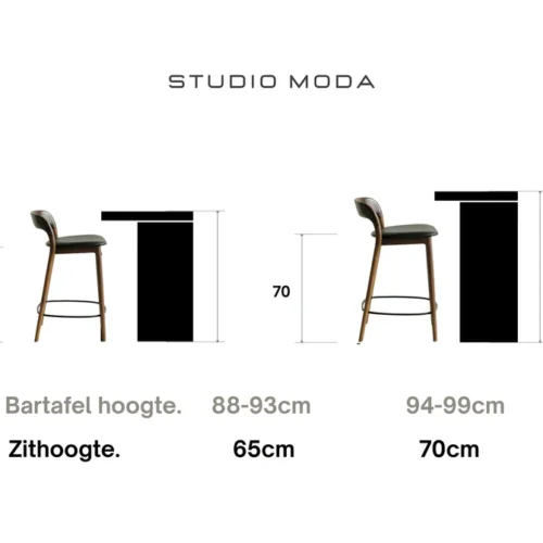 Kana bar stool walnut wood Black leather 09